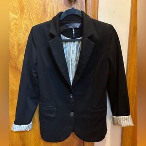 Blue Rain Black Blazer with Striped Lining